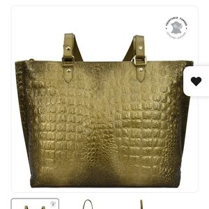 Anuschka Green Croc Tote Bag